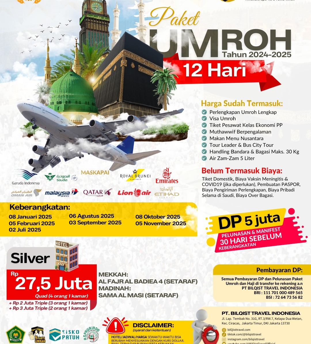 Paket Umrah Januari 2029- 5 orang